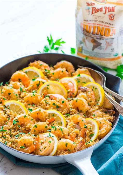 garlic-shrimp-with-quinoa-one-pan-recipe-wellplatedcom image