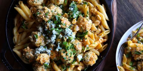 buffalo-chicken-meatballs-with-penne-delish image