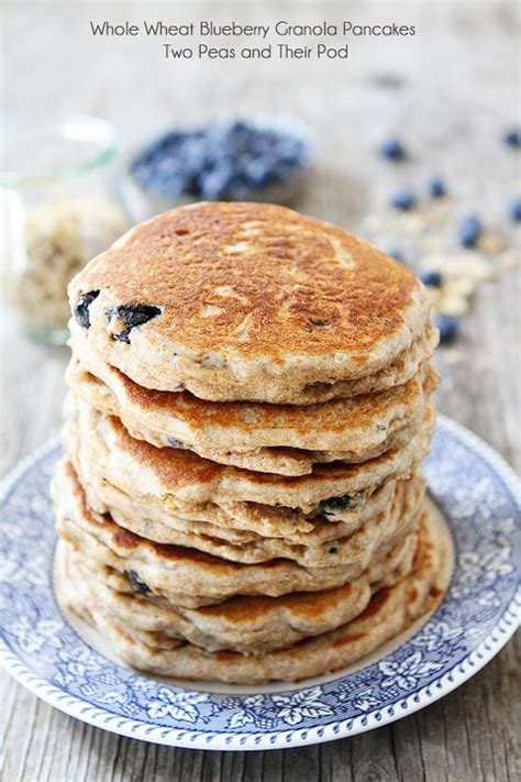 blueberry-granola-pancake-recipe-whole-wheat-pancakes image