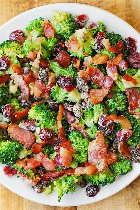 broccoli-bacon-salad-with-pecans-raisins-and image