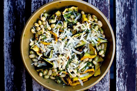 grilled-zucchini-ribbons-with-pesto-and-white-beans image