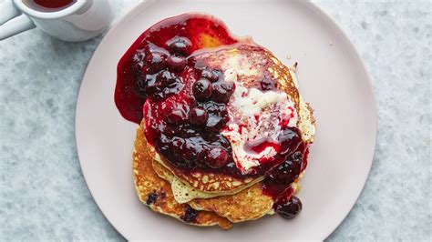 ricotta-pancakes-with-blueberry-lemon-compote image