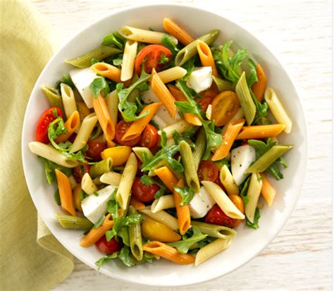 tri-color-penne-with-arugula-cherry-tomatoes image