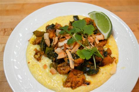 trinidadian-chicken-curry-with-coconut-polenta-and image