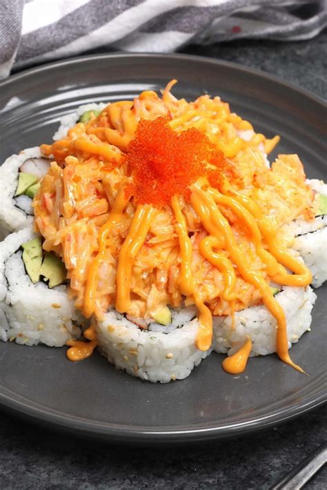 volcano-roll-sushi-recipe-with-a-lava-topping image