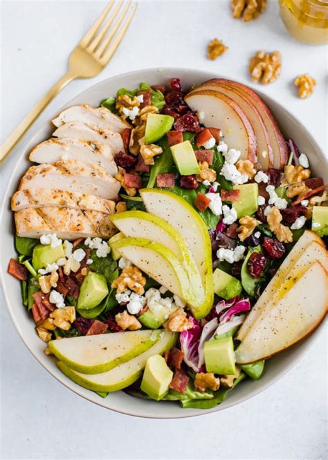 pear-salad-with-walnuts-avocado-and-grilled-chicken image