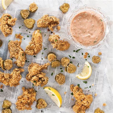 red-remoulade-with-fried-oysters-and-pickles image