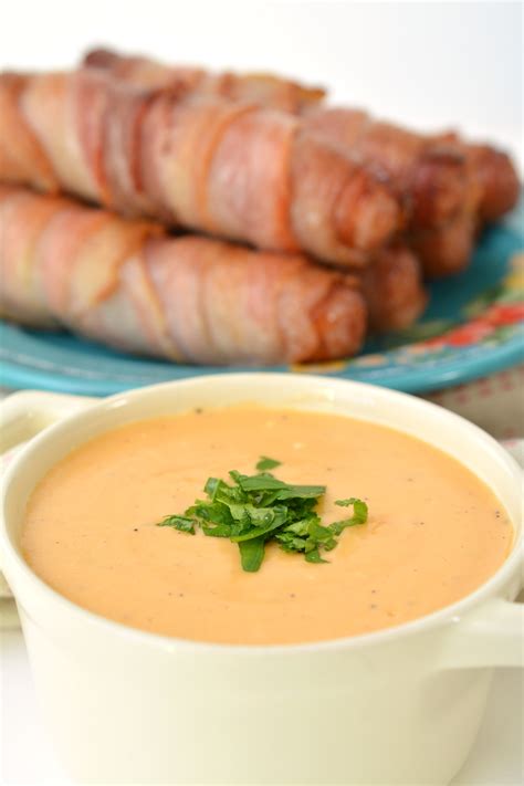 keto-bacon-wrapped-brats-with-beer-cheese-sauce image