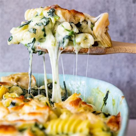 spinach-artichoke-pasta-bake-simply-delicious image