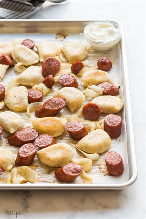 sheet-pan-perogies-and-sausage image