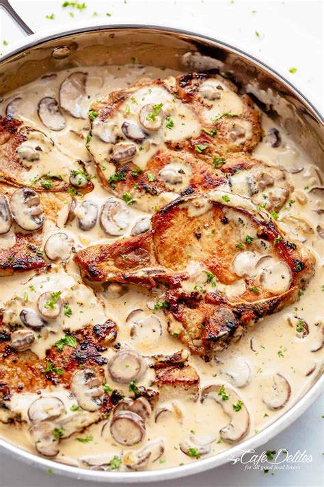pork-chops-with-creamy-mushroom-sauce-cafe image