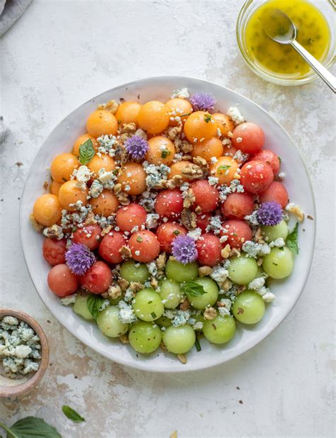 triple-melon-salad-with-blue-cheese-and-lemon image