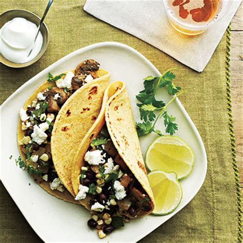 mushroom-corn-and-poblano-tacos-recipe-myrecipes image