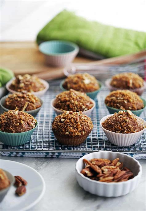 crunchy-top-cinnamon-pecan-applesauce-muffins image