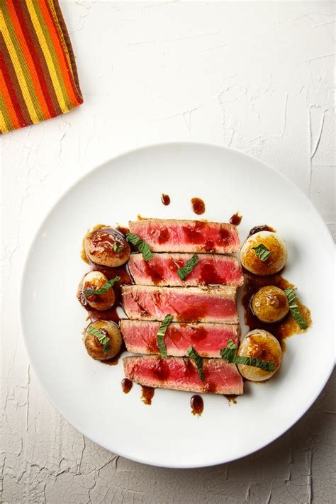 seared-tuna-with-sweet-and-sour-cipollini-onions image