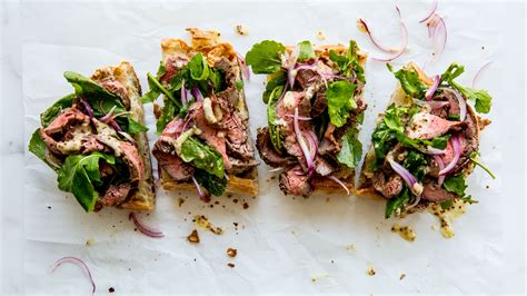 open-face-steak-sandwich-with-parmesan-dressing image