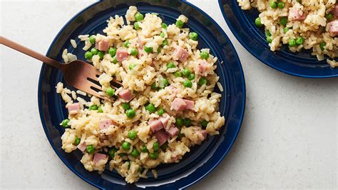 microwave-risotto-with-ham-peas-and-cheese image