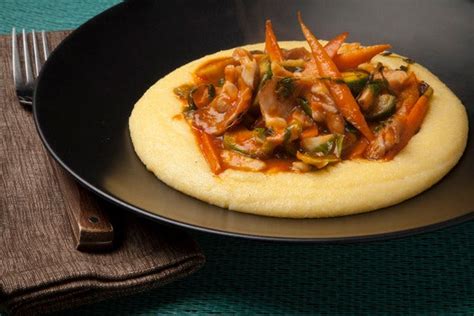 polenta-with-braised-carrots-mushrooms-brussels image