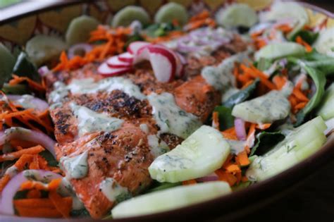 grilled-salmon-salad-with-yogurt-dill-dressing image