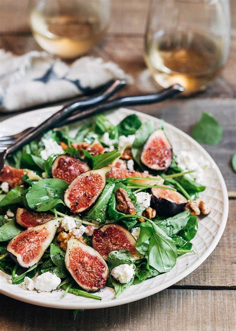fig-salad-with-goat-cheese-and-baby-arugula-striped image
