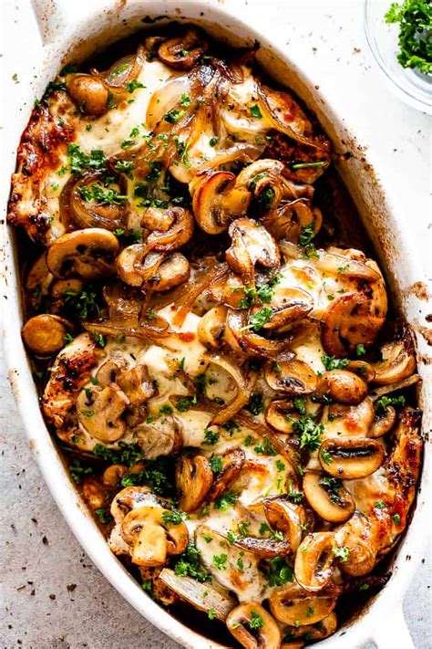 easy-cheesy-baked-chicken-breasts-with-mushrooms image