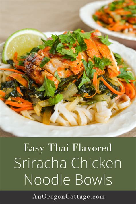 easy-sriracha-chicken-noodle-bowls-one-dish-dinner image