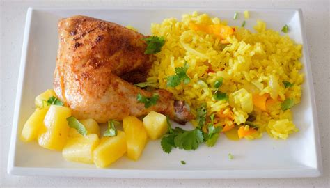 caribbean-chicken-with-turmeric-rice-pilaf image