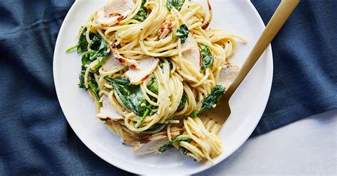 pasta-florentine-with-grilled-chicken-recipe-purewow image