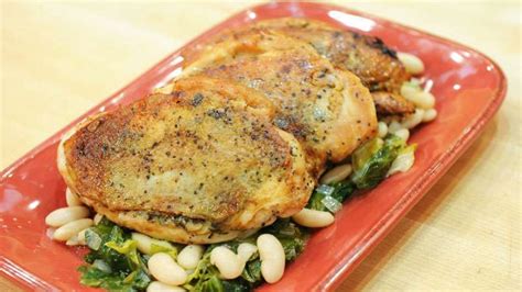 crispy-skin-chicken-breasts-with-escarole-and-white-beans image