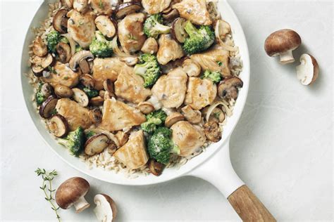 chicken-mushroom-broccoli-skillet-recipe-cook image