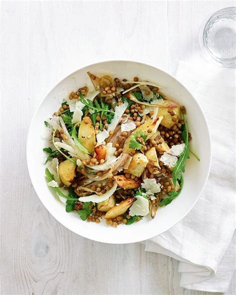 easy-roasted-shallot-and-parsnip-lentil-salad-delicious image