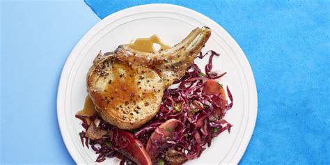 pork-chops-with-balsamic-braised-cabbage-and-apples image