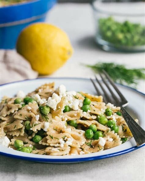 farfalle-pasta-with-peas-feta-and-dill-a-couple-cooks image