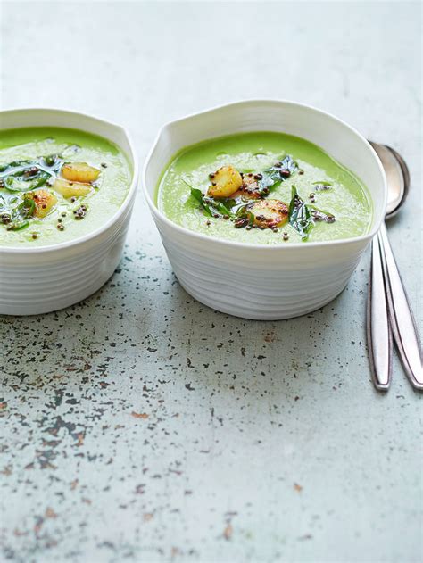 summery-pea-soup-with-turmeric-scallops-jamie-oliver image