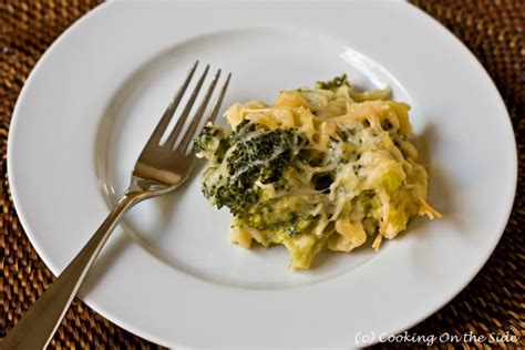 broccoli-cheese-pasta-casserole-cooking-on-the-side image