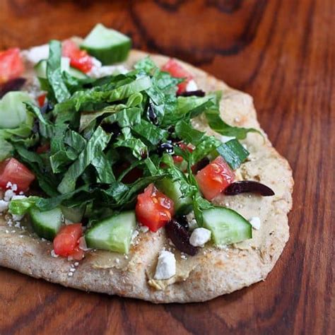 10-minute-hummus-greek-salad-naan-flatbread image