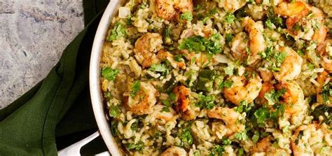 best-one-pan-salsa-verde-shrimp-rice-recipe-delish image