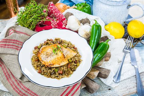 recipes-pan-roasted-red-snapper-with-crispy-dirty-rice image
