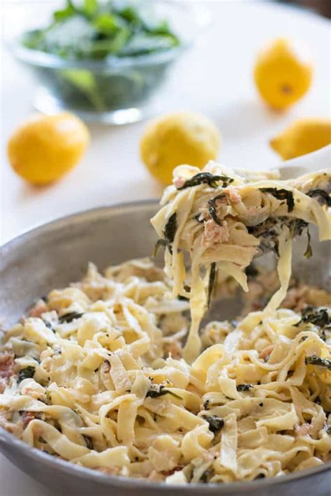 creamy-smoked-salmon-pasta-with-spinach-lemon image
