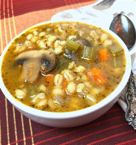 instant-pot-mushroom-barley-soup-recipeteacher image