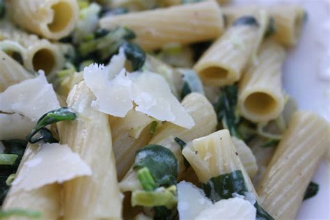 pasta-with-creamed-leek-and-spinach-a-bountiful image