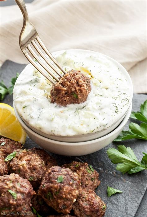 greek-meatballs-with-tzatziki-sauce-recipe-runner image