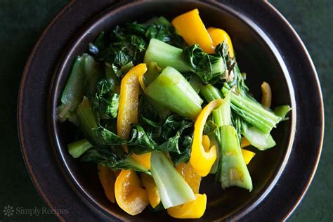 baby-bok-choy-with-yellow-bell-peppers-recipe-simply image