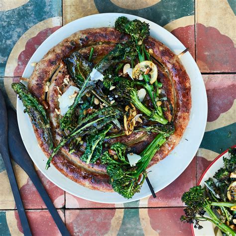 italian-sausage-with-grilled-broccolini-kale-and-lemon image
