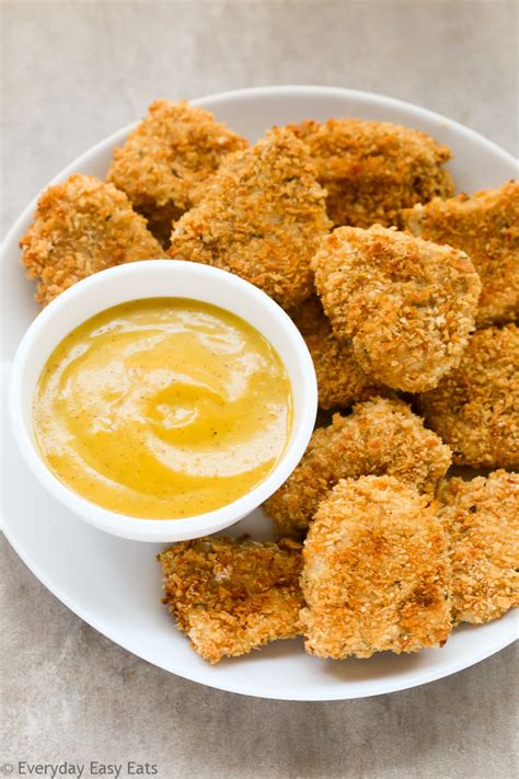 panko-baked-chicken-nuggets-with-honey-mustard-sauce image