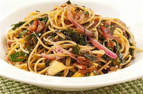 southern-style-spaghetti-with-collards-and-bacon image