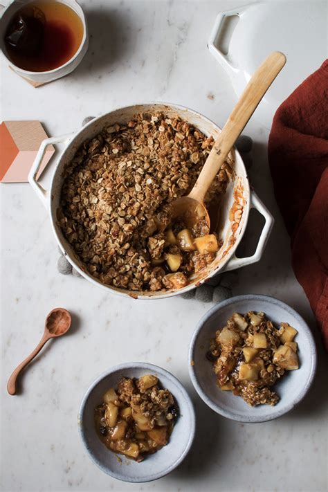 maple-walnut-apple-crisp-with-raisins-flourishing image
