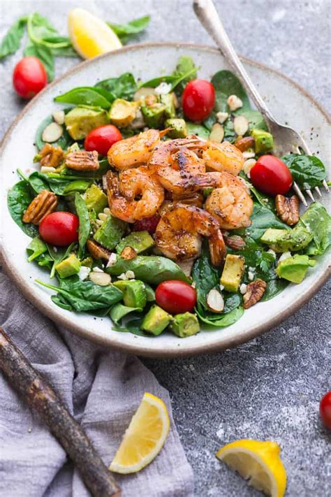 spinach-avocado-shrimp-salad-keto-low-carb-paleo image
