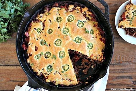chili-cornbread-pie-one-skillet-recipe-grace-and image