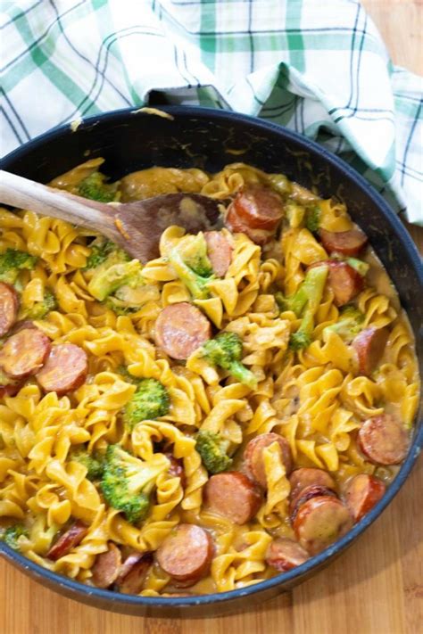 cheesy-broccoli-sausage-pasta-skillet-this-ole-mom image